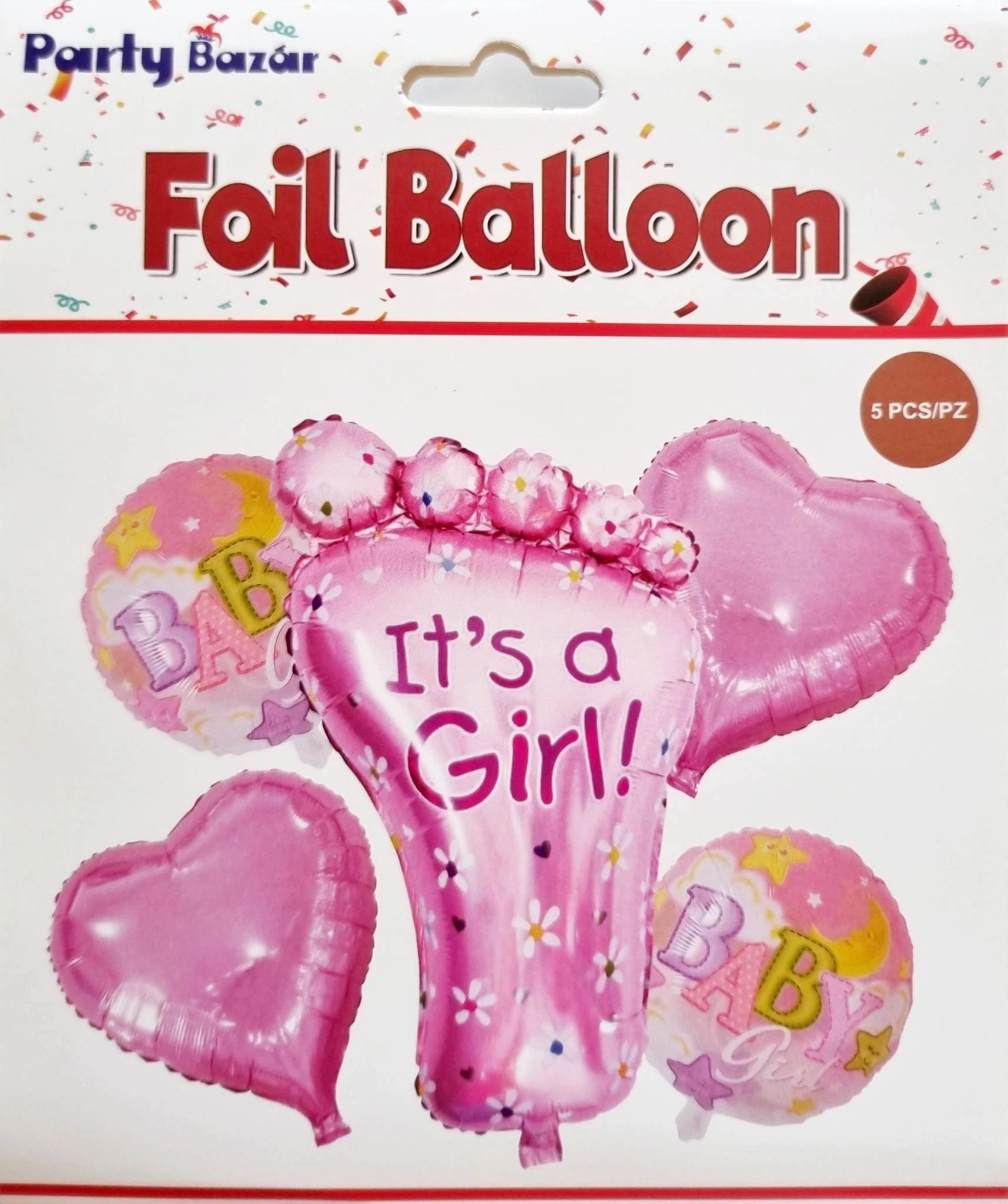 It's a girl babaváró lufi, 5 db fólia lufi szett
