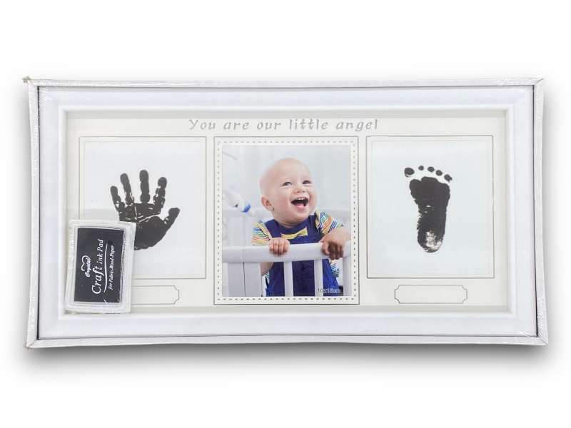 Képkeret -fehér -kéz és láblenyomat készítővel  17 cm x 35 cm