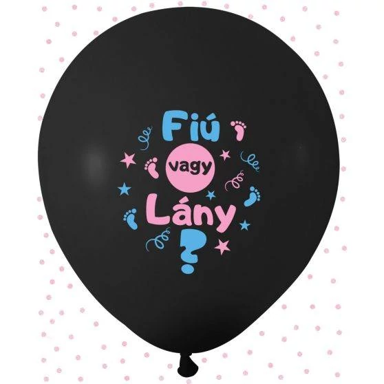 Babaváró fekete latex lufi  lányos  45 cm 