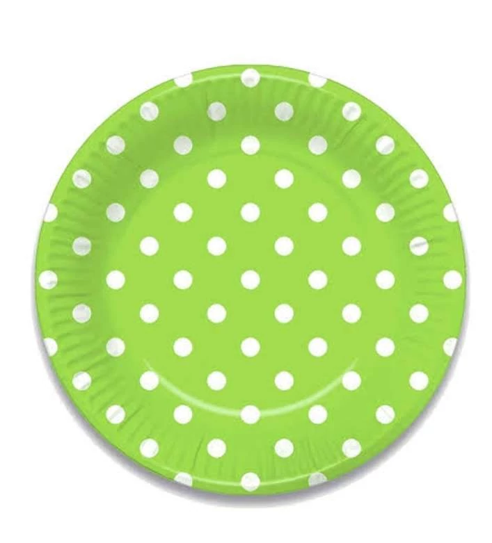 Lime ,pöttyös papír tányér 10 db 18 cm
