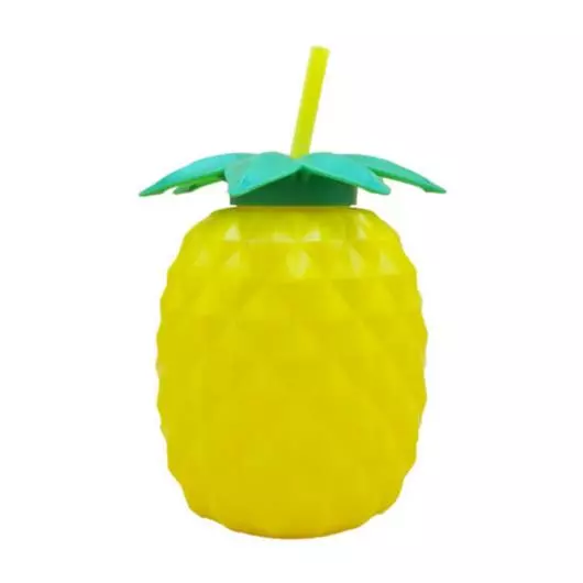 Ananász pohár fedővel és szívószállal - 800 ml -