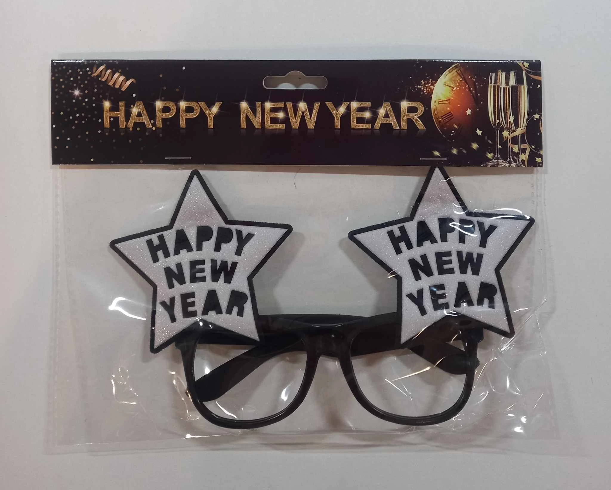 Happy new year  ezüst lencse nélküli party szemüveg 