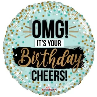 Áttetsző fólia lufi omg birthday  cheers 46 cm 