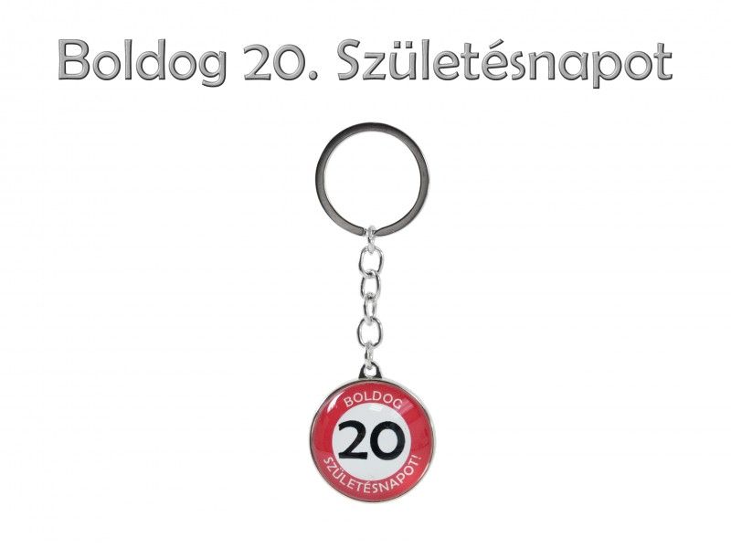 Kulcstartó Boldog 20. Születésnapot 10cm
