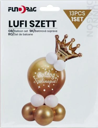 Arany színű koronás lufi