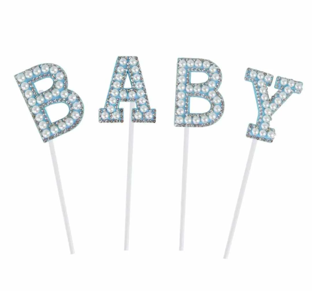 Baby betűk kék, gyöngy és strasszköves