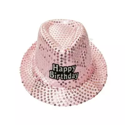 Happy Birthday feliratos rózsaszín világító kalap 