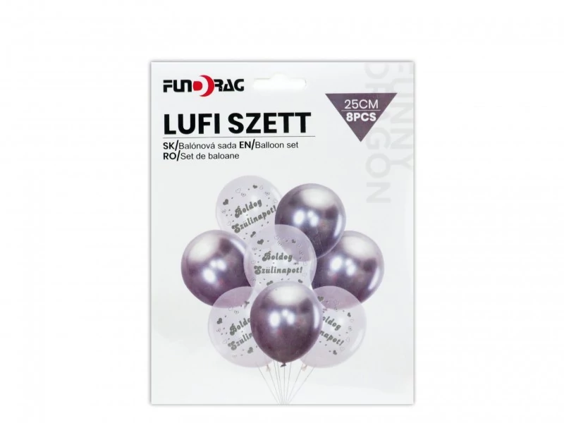 Ezüst 8db-os latex lufi szett