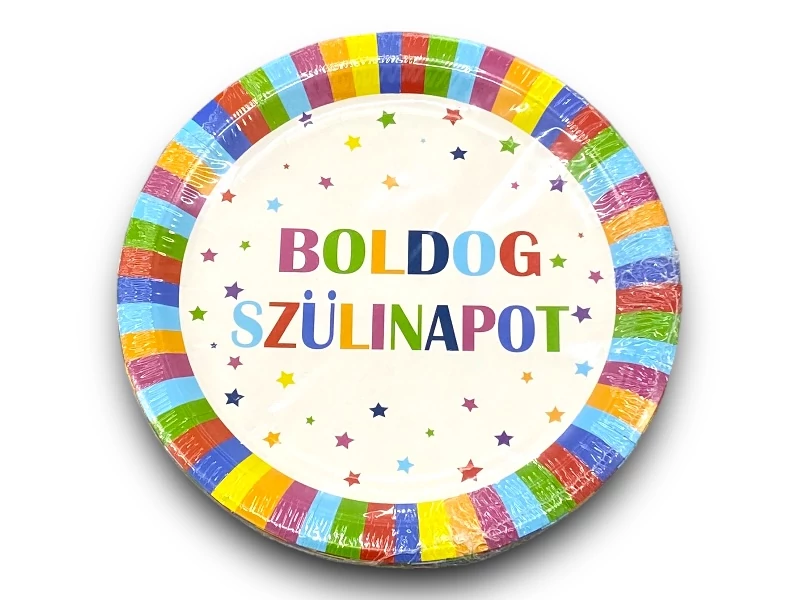 Boldog szülinapot -papír tányér 18 cm
