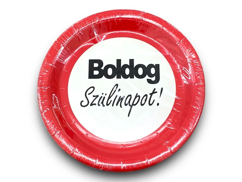 Boldog Szülinapot papír tányér, 6 db - 22,5 cm