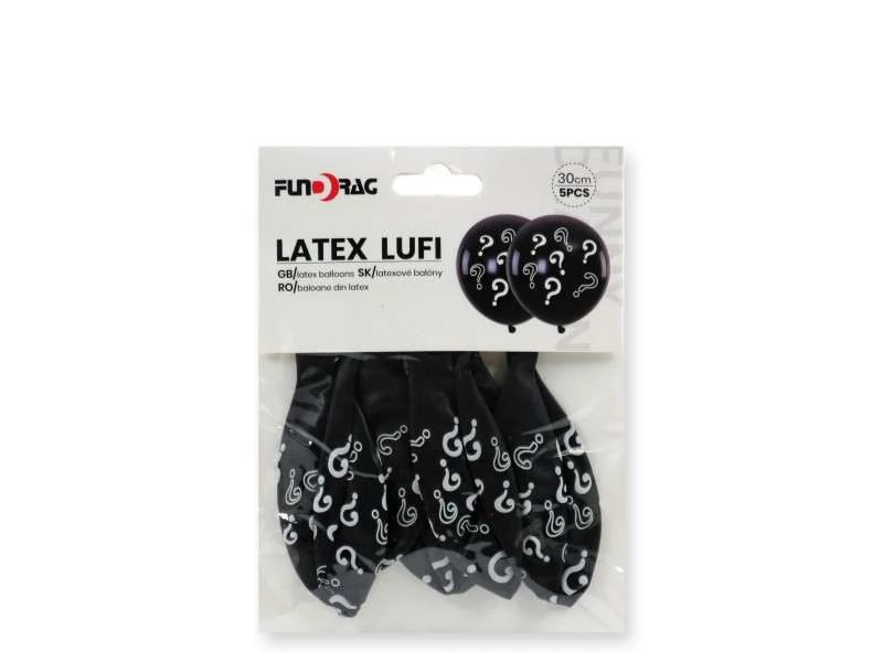 Babaváró fekete  latex lufi 30 cm 5 db 