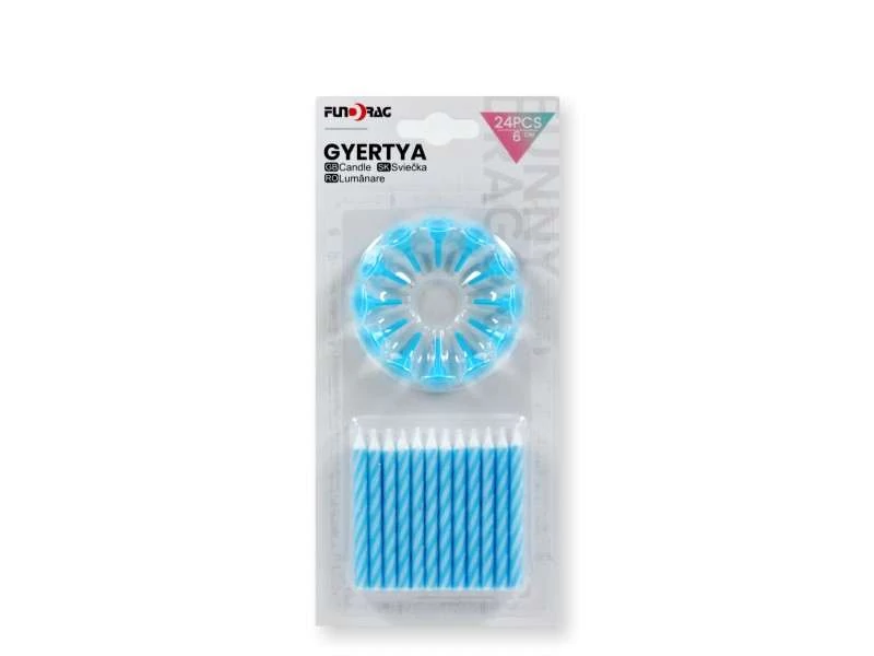 Kék - fehér gyertya szett,  24 db 