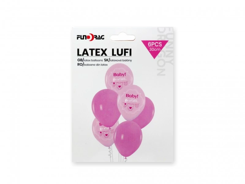 Babavárós lányos latex lufi, 6 db - 30 cm 
