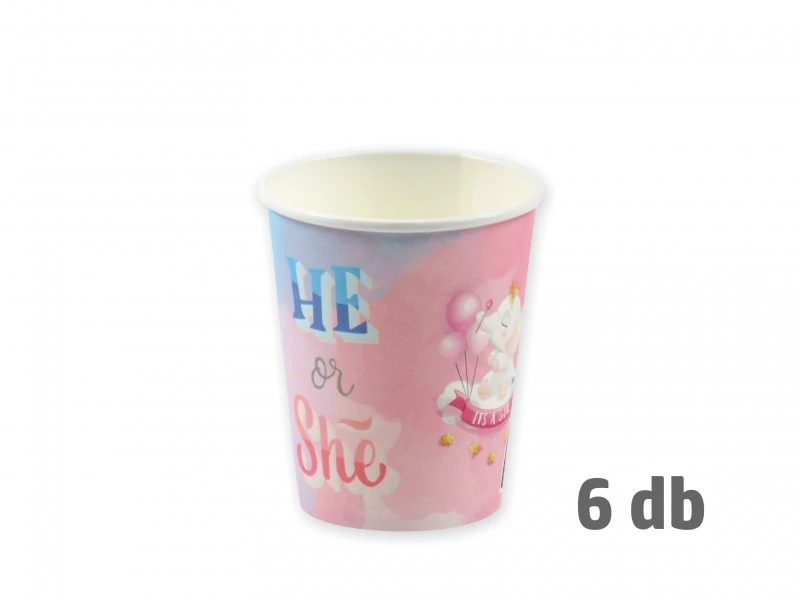 Babaváró fiú-lány papírpohár, 6 db - 250 ml