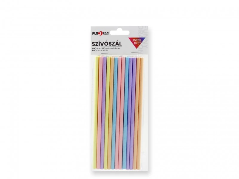 Pasztell színes szívószál 25 db 