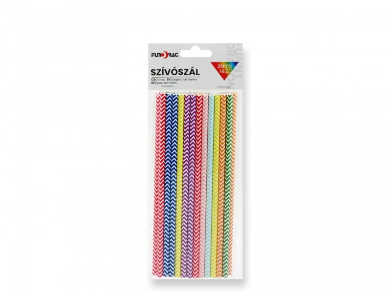 Színes ,cikk-cakkos szívószál , 25 db 