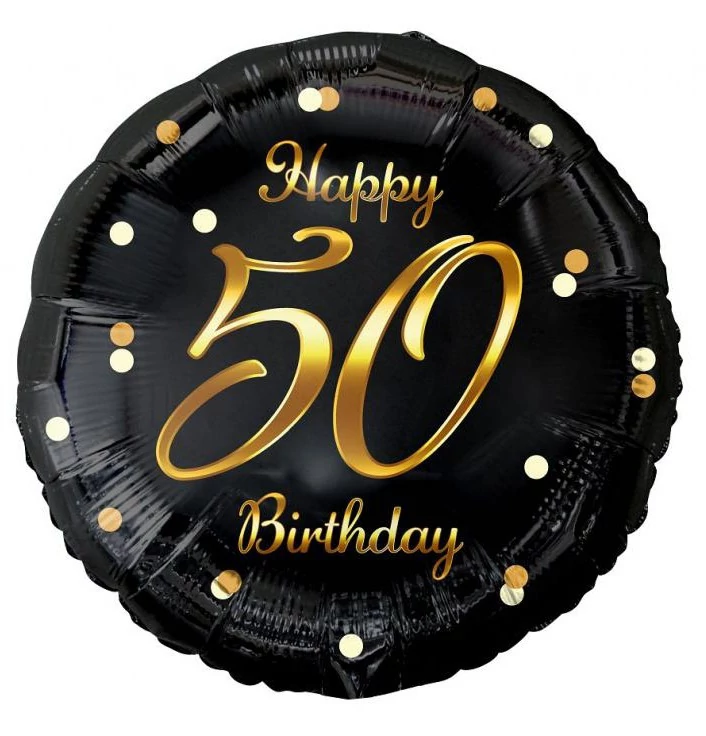 Happy Birthday 50 fekete fólia lufi