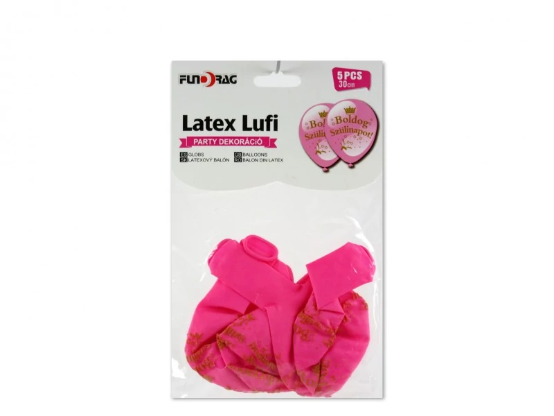 Boldog szülinapot rózsaszín latex lufi 5 db 