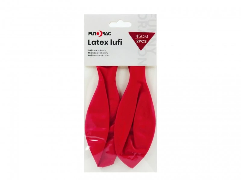 Piros latex lufi, 45 cm - 2 db 