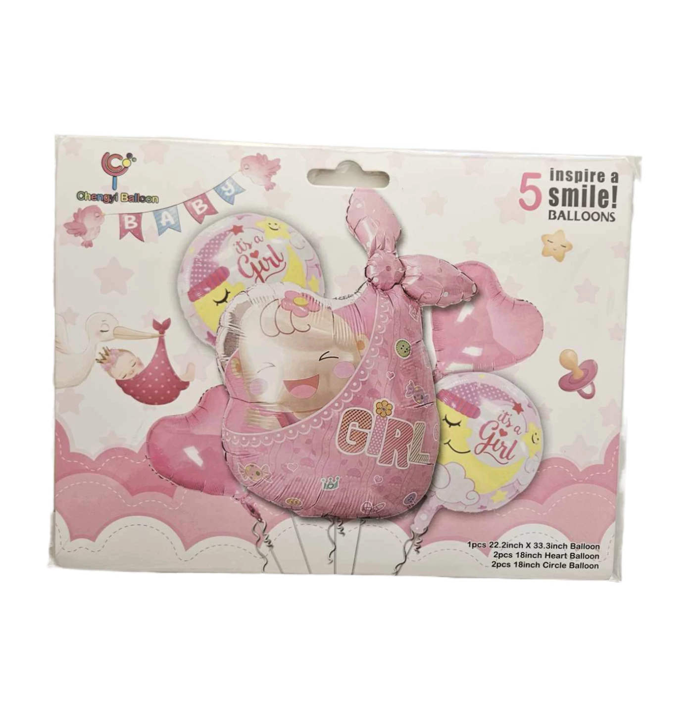 Babaváró - girl -5 db fólia lufi szett