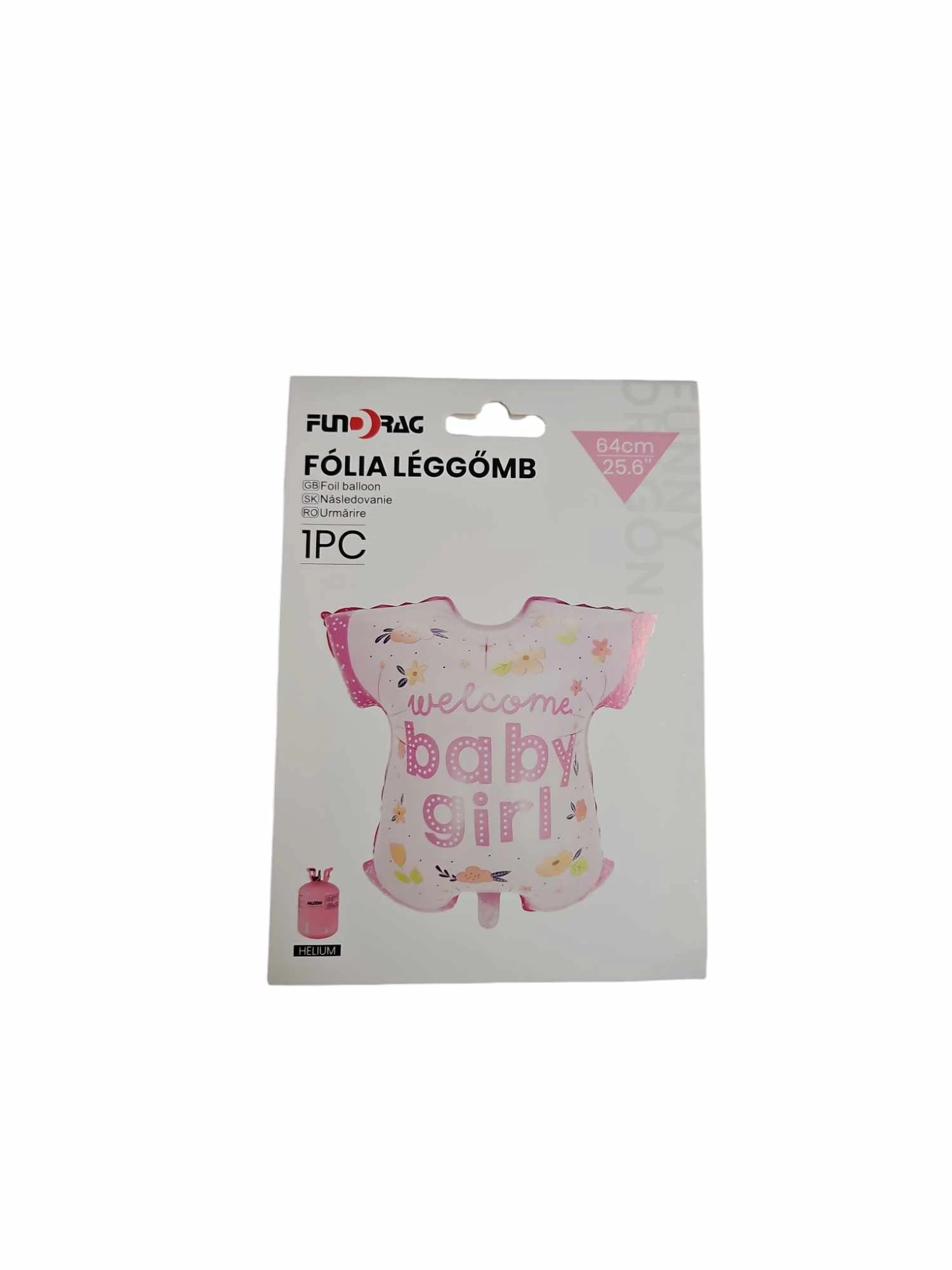 Babavárós - Welcome Baby Girl - rózsaszínű bady fólia lufi
