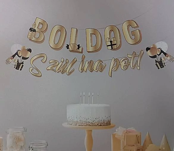 Boldog Szülinapot banner, 5 m arany 
