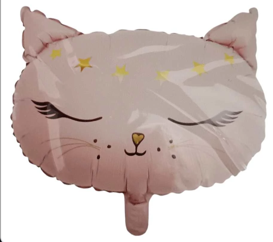 Rózsaszín cica fej fólia lufi 48 cm 