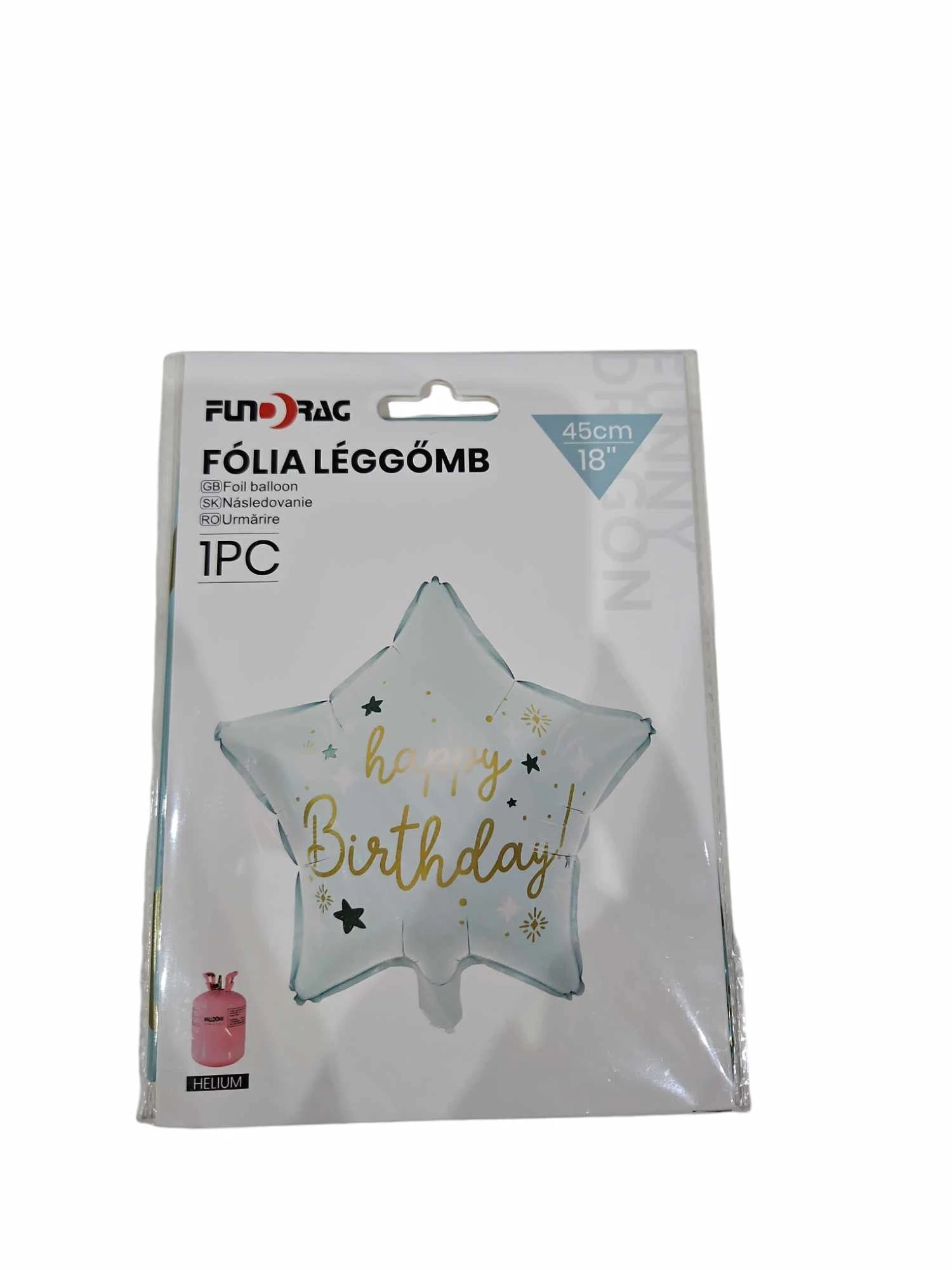 Csillag alakú  halvány menta zöld színű - Happy Birthday - fólia lufi