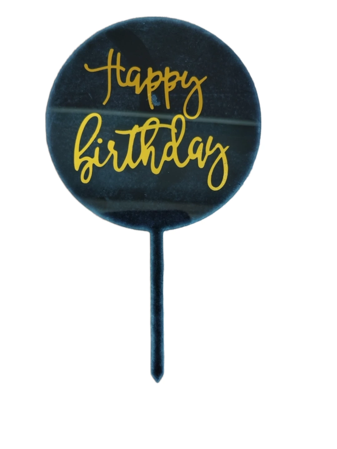 Happy Birthday, fekete kerek torta beszúró