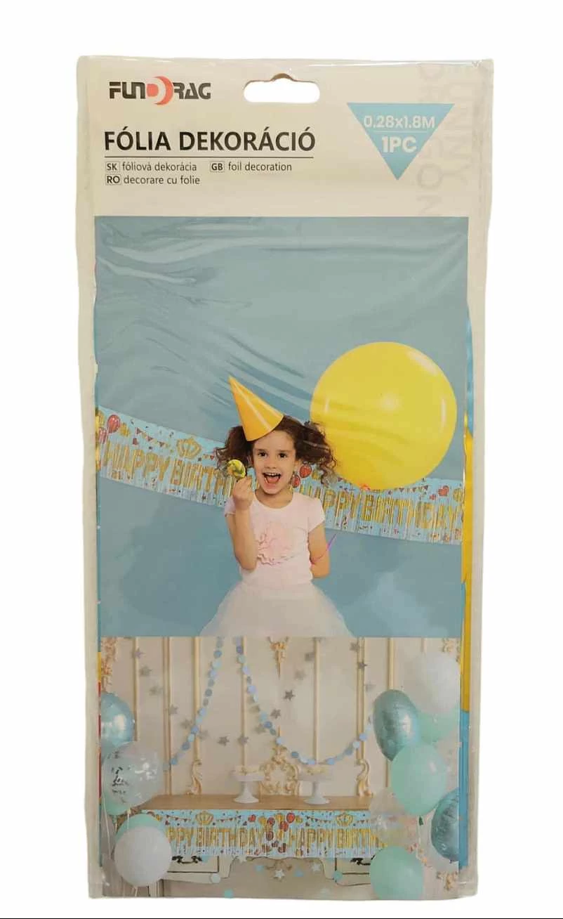 Happy Birthday fólia dekoráció - kék -