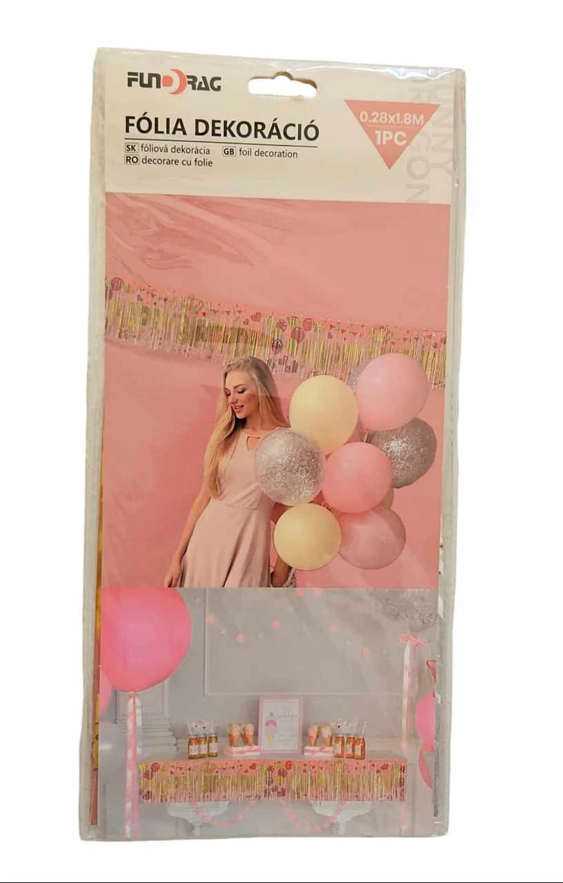 Happy Birthday fólia dekoráció- rózsaszín - 