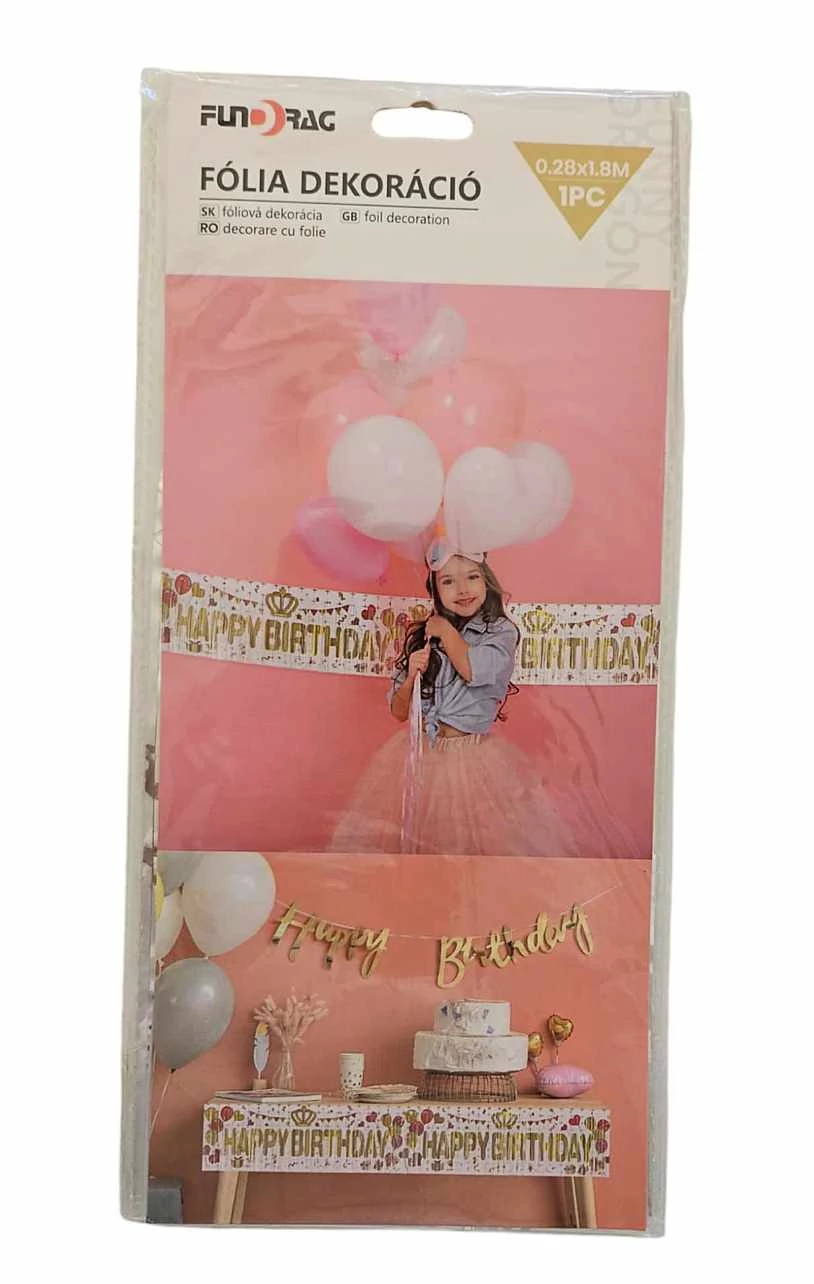Happy Birthday fólia dekoráció - fehér - 