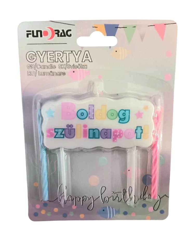 Boldog szülinapot  lap gyertya + 2 db gyertya