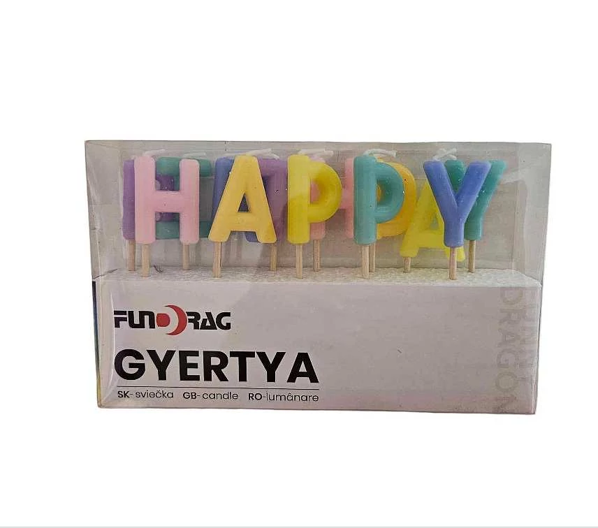 Happy Birthday Pasztell színű betű gyertya szett