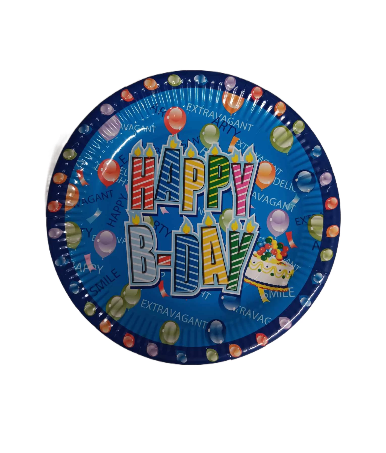 Extravagant Happy Birthday kék színű díszes papírtányér