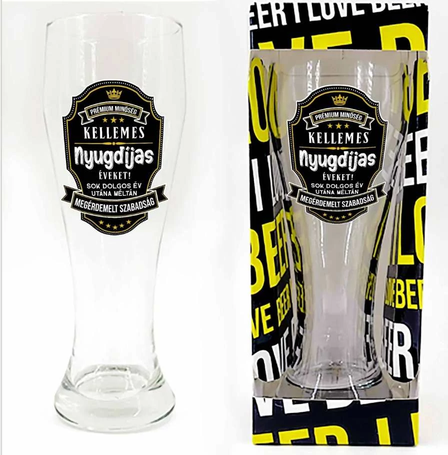 Kellemes Nyugdíjas Éveket , sörös pohár 500 ml