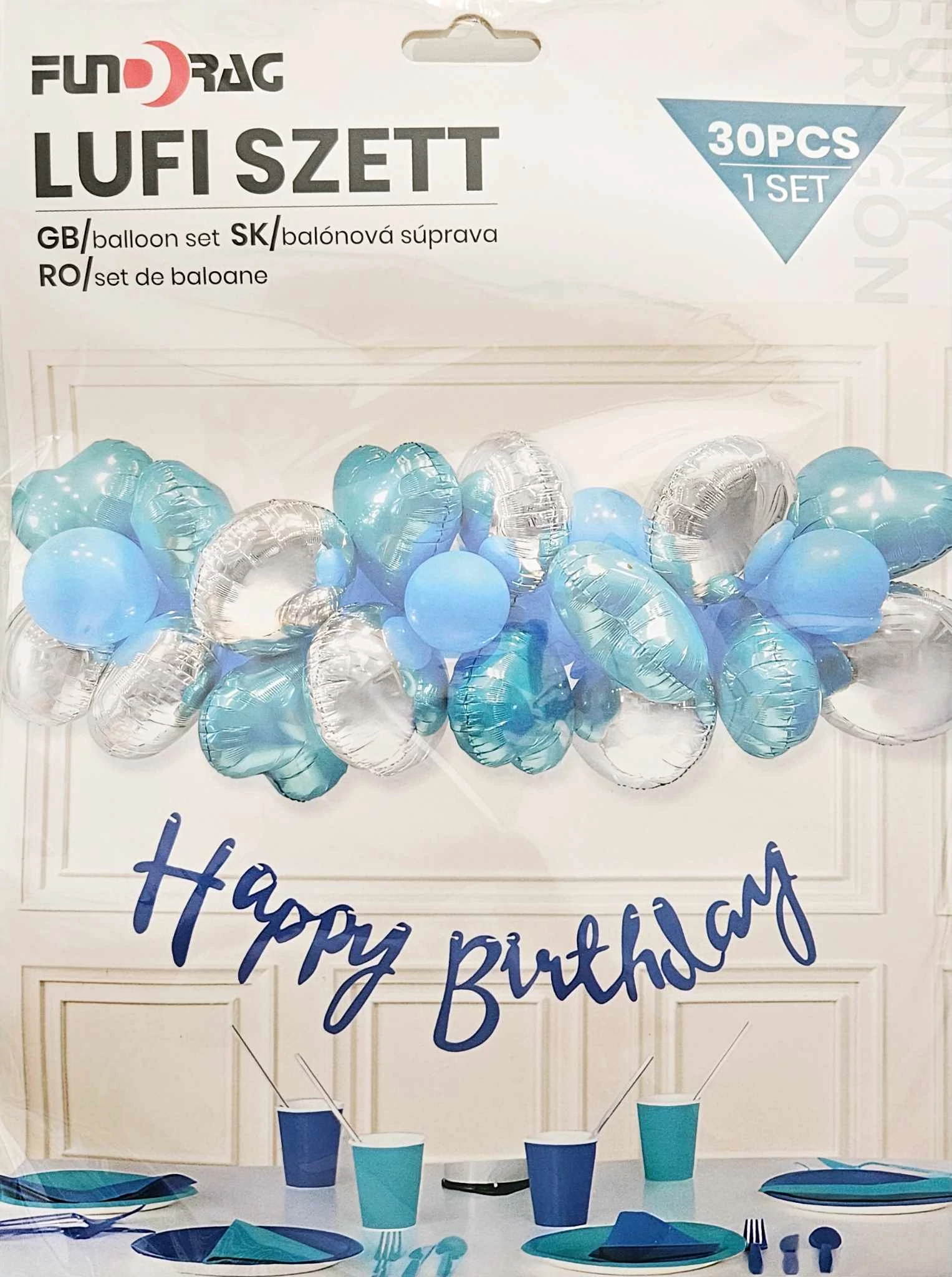 Kék - Ezüst , lufiszett 30 db 