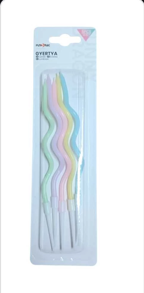 Spirál pasztell színes szülinapi gyertya, 16 cm vegyes szín 5 db