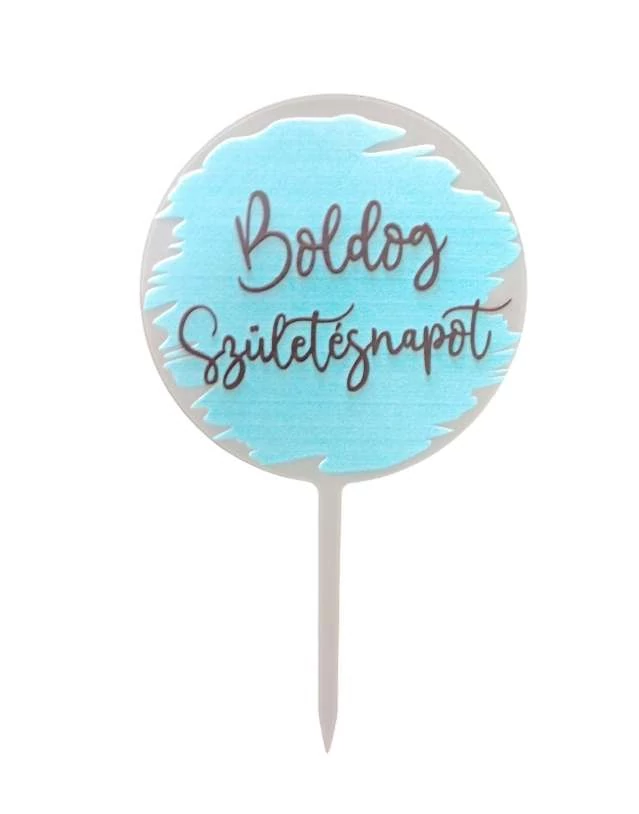 Boldog születésnapot kerek tortabeszúró - Kék - 