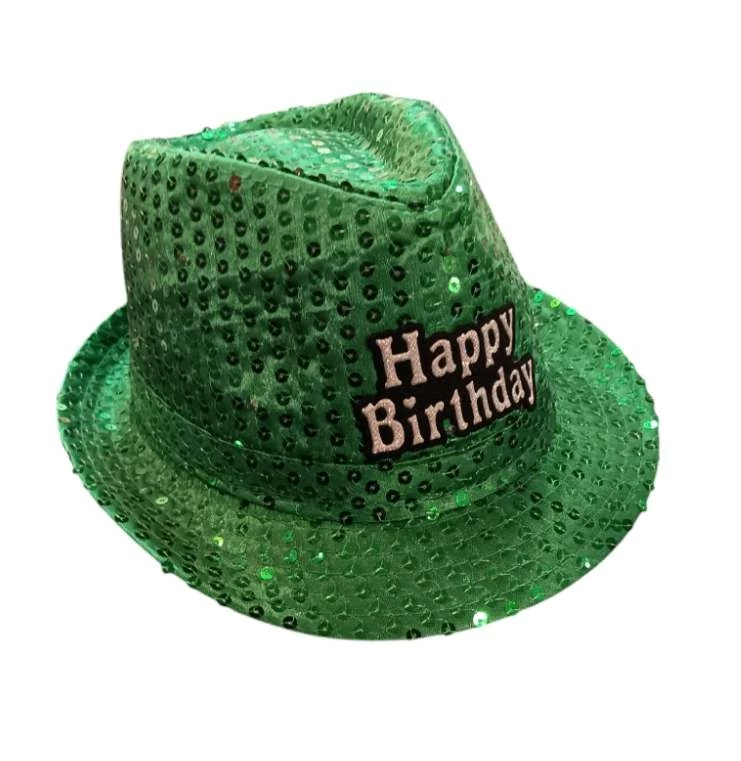 Happy Birthday feliratos zöld színű világító kalap