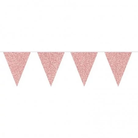 Pink- rózsaszín csillogó zászlófüzér, 3 m
