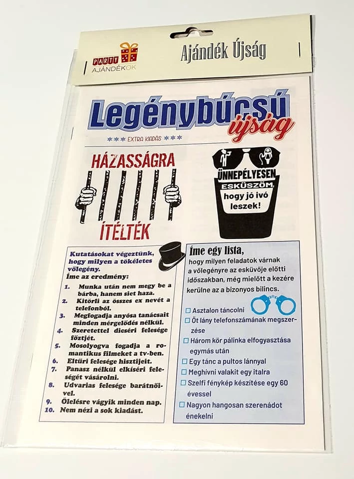 Legényybúcsú újság 8 odalas 