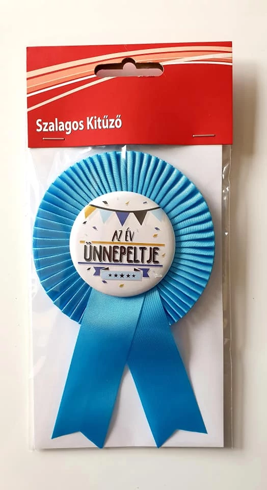 Kék Szalagos Az Év Ünnepeltje Parti Kitűző