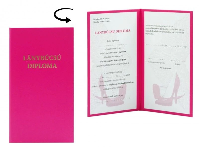 Lánybúcsú diploma