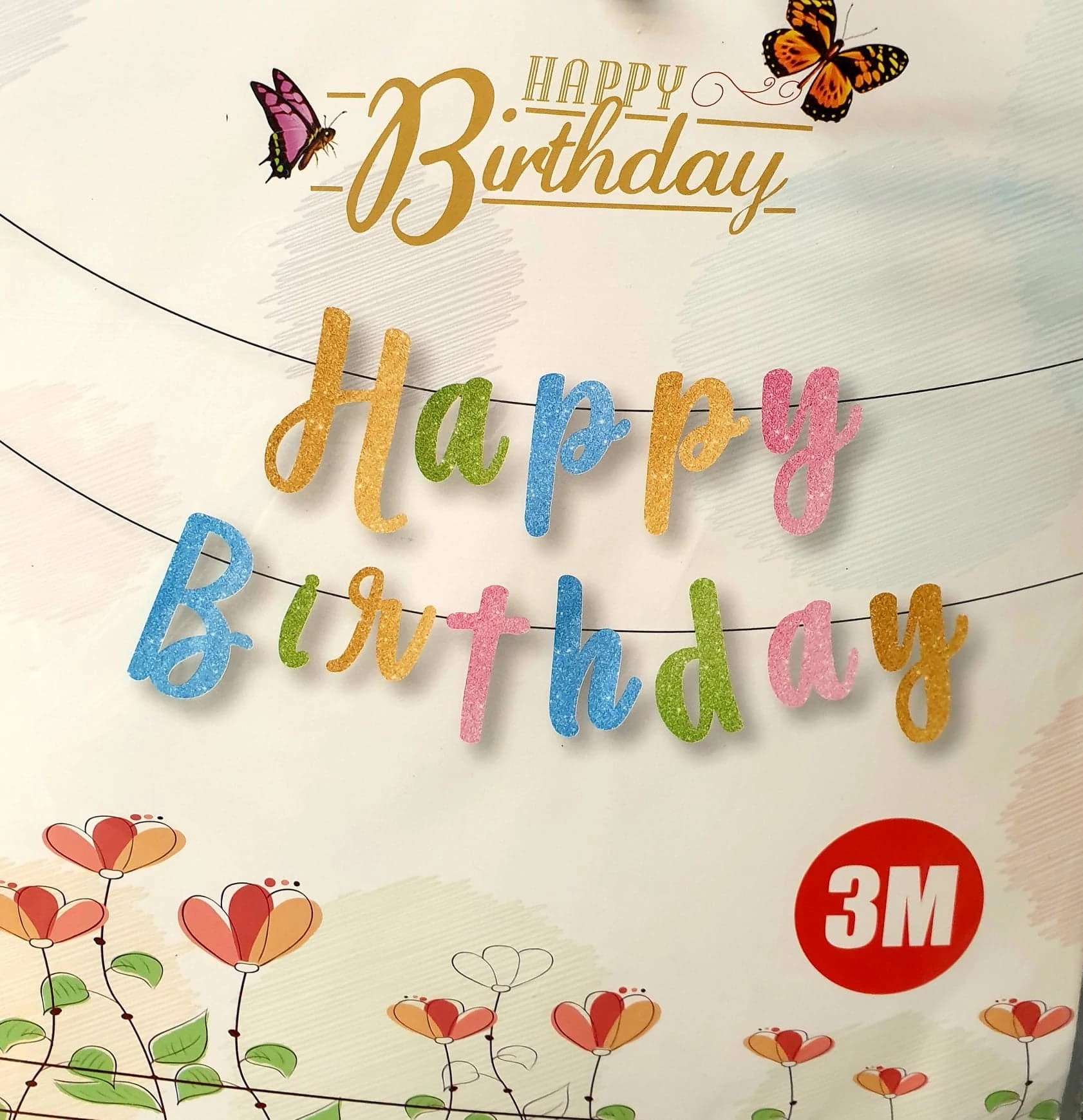 Színes Happy Birthday felirat, 3 m