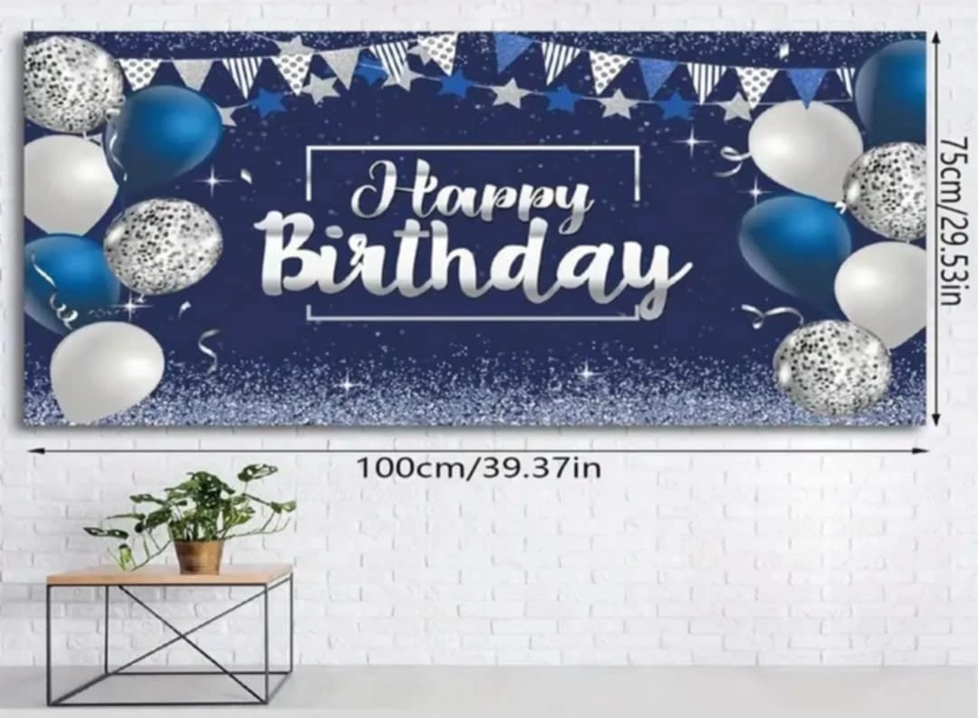 Kék Happy Birthday lufi fotó háttér banner