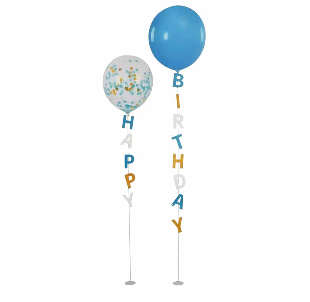Lufi állványok Happy Birthday felirattal – Kék