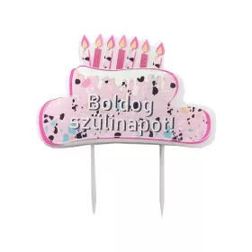 Rózsaszín Boldog Szülinapot gyertya, 9 cm