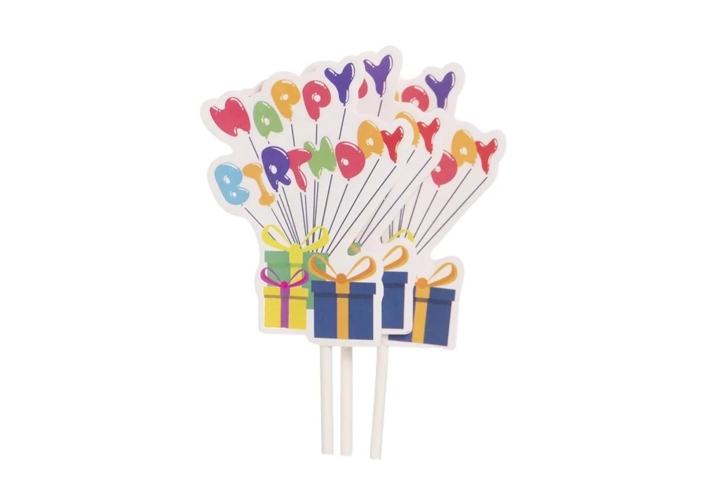 Happy Birthday feliratos ajándékcsomagos 6 részes tortabeszúró készlet