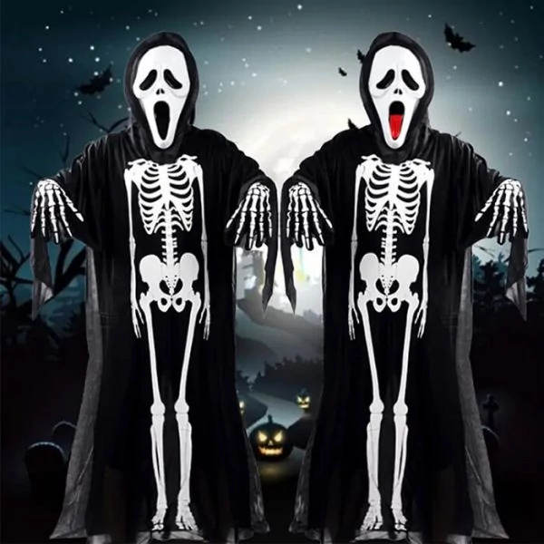 Csontváz mintás palást Halloweenre, 120 cm 